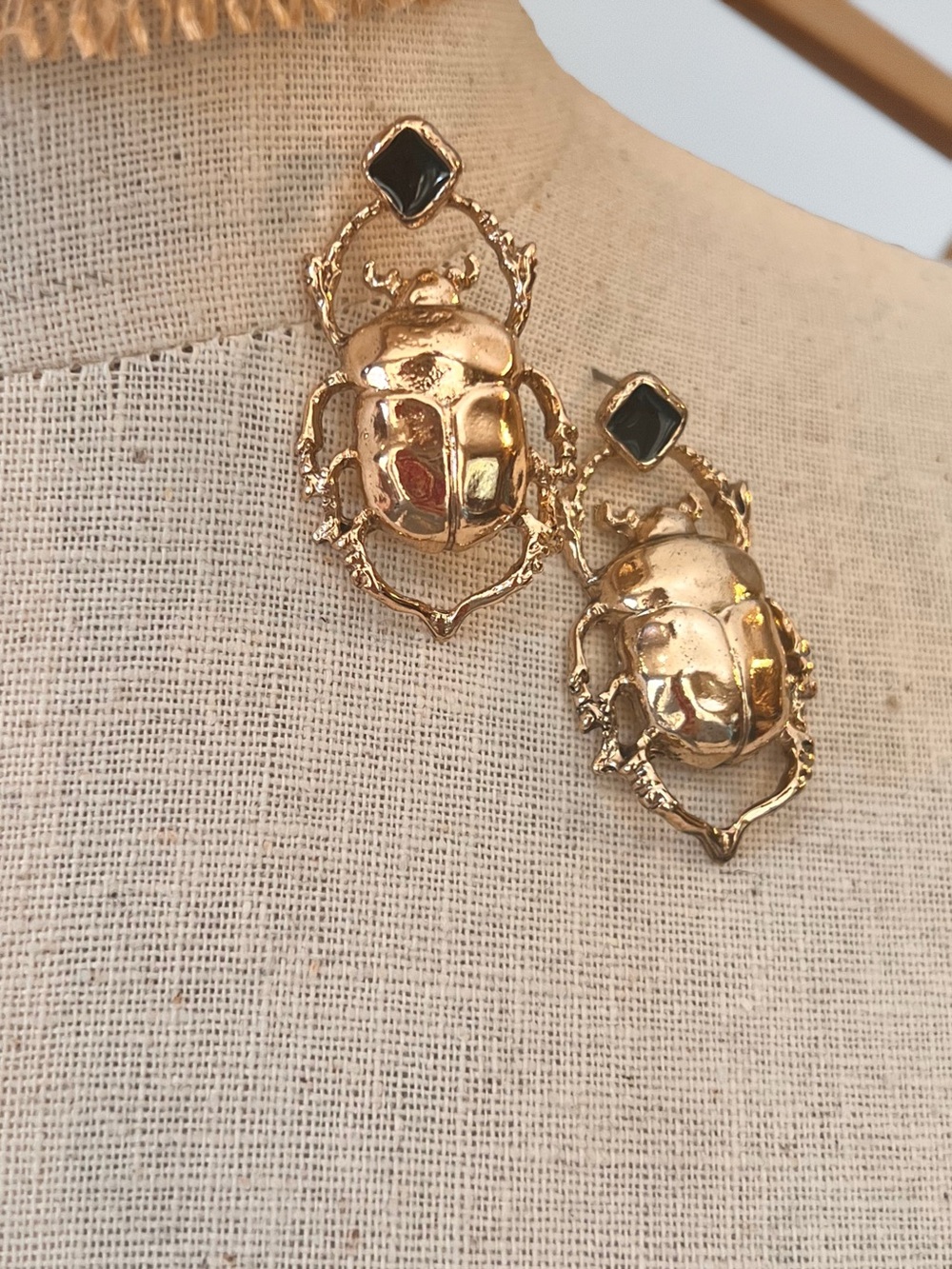 Gold Scarab Earrings